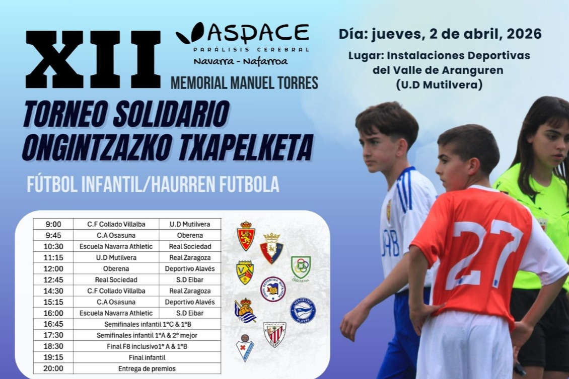 La U.D. Mutilvera acogerá el XII Torneo Solidario ASPACE-Memorial Manuel Torres 